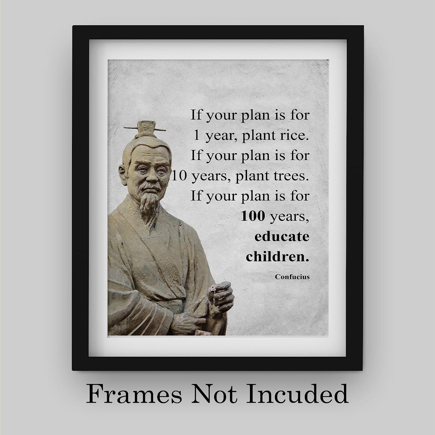 If Your Plan Is For 100 Years-Educate Children Confucius Quotes Wall Art -8 x 10" Motivational Poster Print-Ready to Frame. Inspirational Home-Office-School-Study Decor. Great Gift of Motivation!