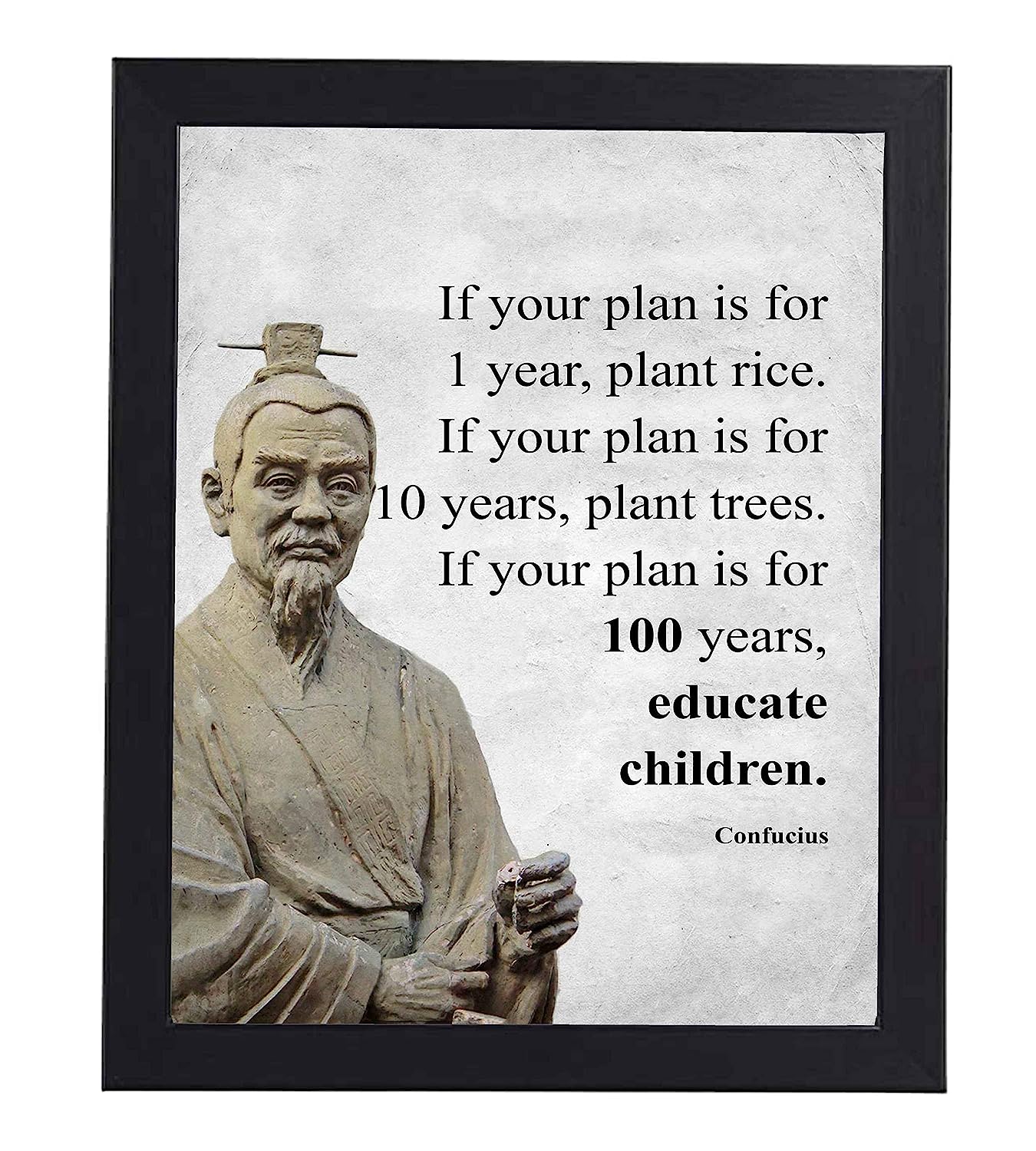 If Your Plan Is For 100 Years-Educate Children Confucius Quotes Wall Art -8 x 10" Motivational Poster Print-Ready to Frame. Inspirational Home-Office-School-Study Decor. Great Gift of Motivation!