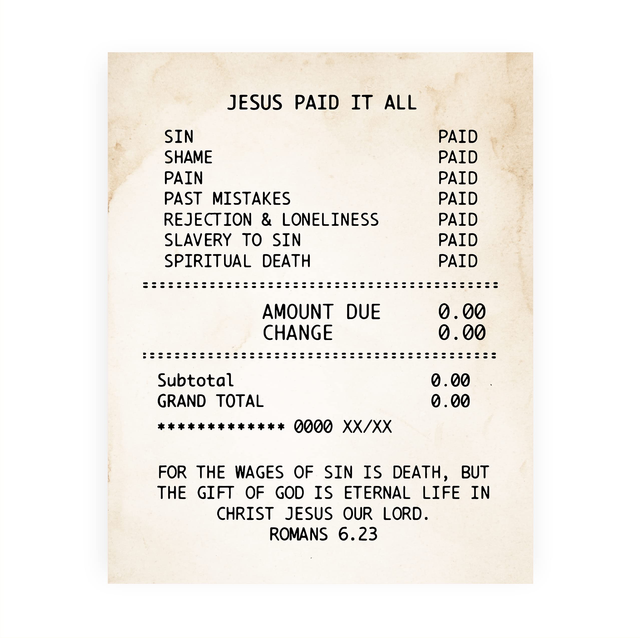 Jesus Paid It All Inspirational Christian Wall Decor-8 x 10\, image size:2557x2551