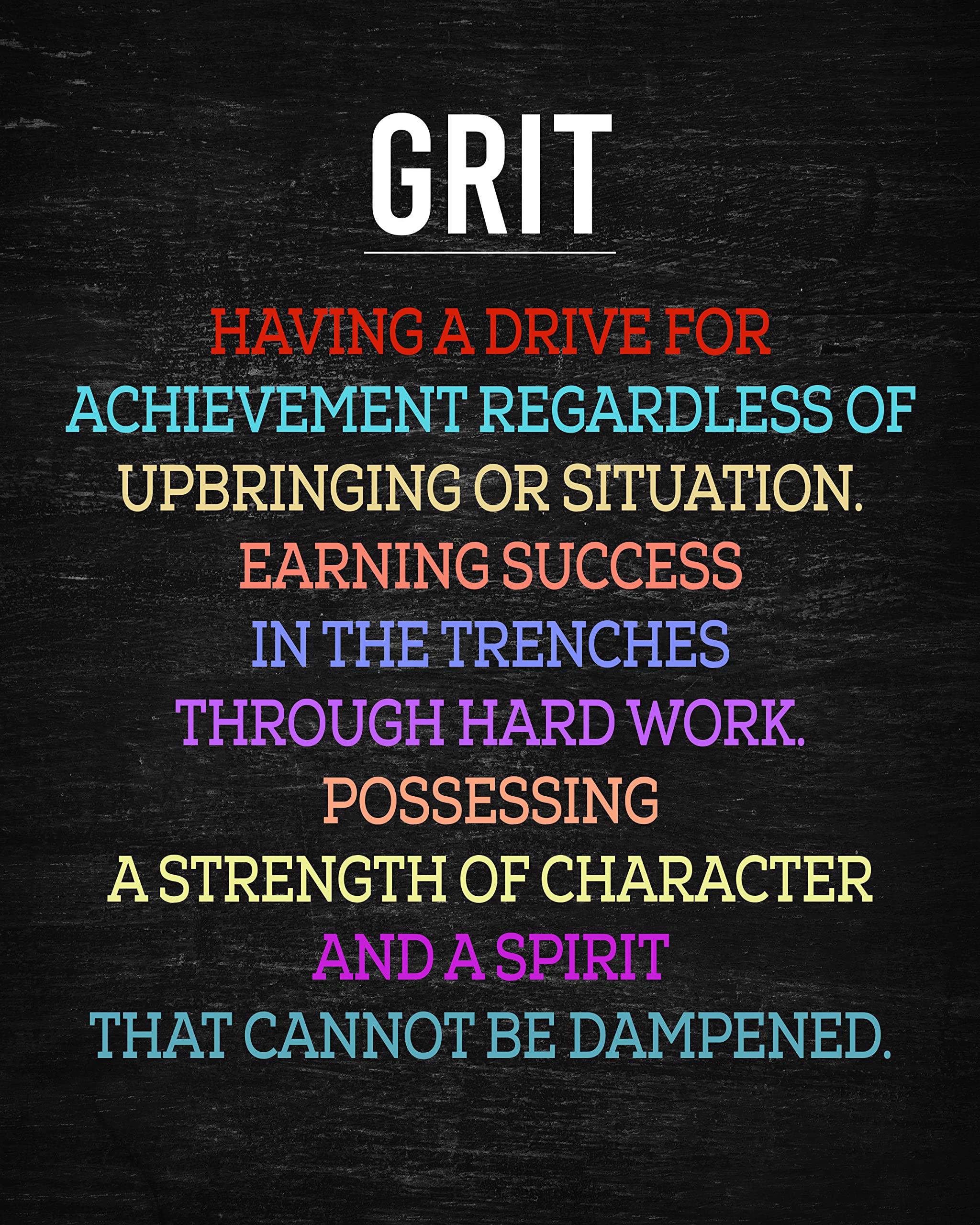 Grit, Mindset, Success Motivational Quotes Poster Pack Set of (6) 8