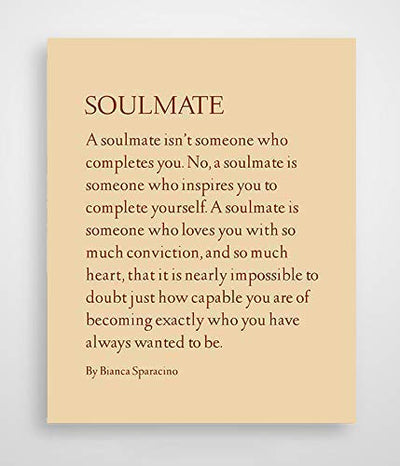 SOULMATE- Love Wall Art Print-8 x 10" Romantic Wall Decor-Ready to Frame. Modern Poem Print by Bianca Sparacino. Amorous Home-Bedroom-Personal Decor. Lasting, Loving Art Gift- Express Your Feelings.