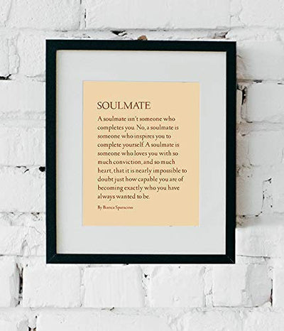 SOULMATE- Love Wall Art Print-8 x 10" Romantic Wall Decor-Ready to Frame. Modern Poem Print by Bianca Sparacino. Amorous Home-Bedroom-Personal Decor. Lasting, Loving Art Gift- Express Your Feelings.