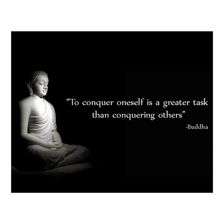 Buddha Quotes Art Print -"To Conquer Oneself is a Greater Task." 10 x 8" Wall Art Print- Ready to Frame. Modern Home D?cor, Studio &amp; Office D?cor. Perfect Gift for Buddhism, Zen &amp; Inspiration.