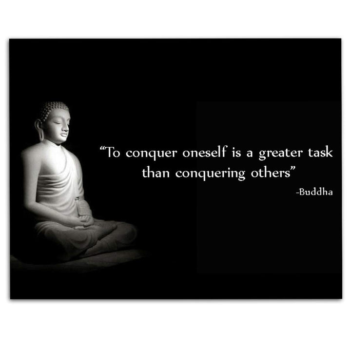 Buddha Quotes Art Print -"To Conquer Oneself is a Greater Task." 10 x 8" Wall Art Print- Ready to Frame. Modern Home D?cor, Studio &amp; Office D?cor. Perfect Gift for Buddhism, Zen &amp; Inspiration.