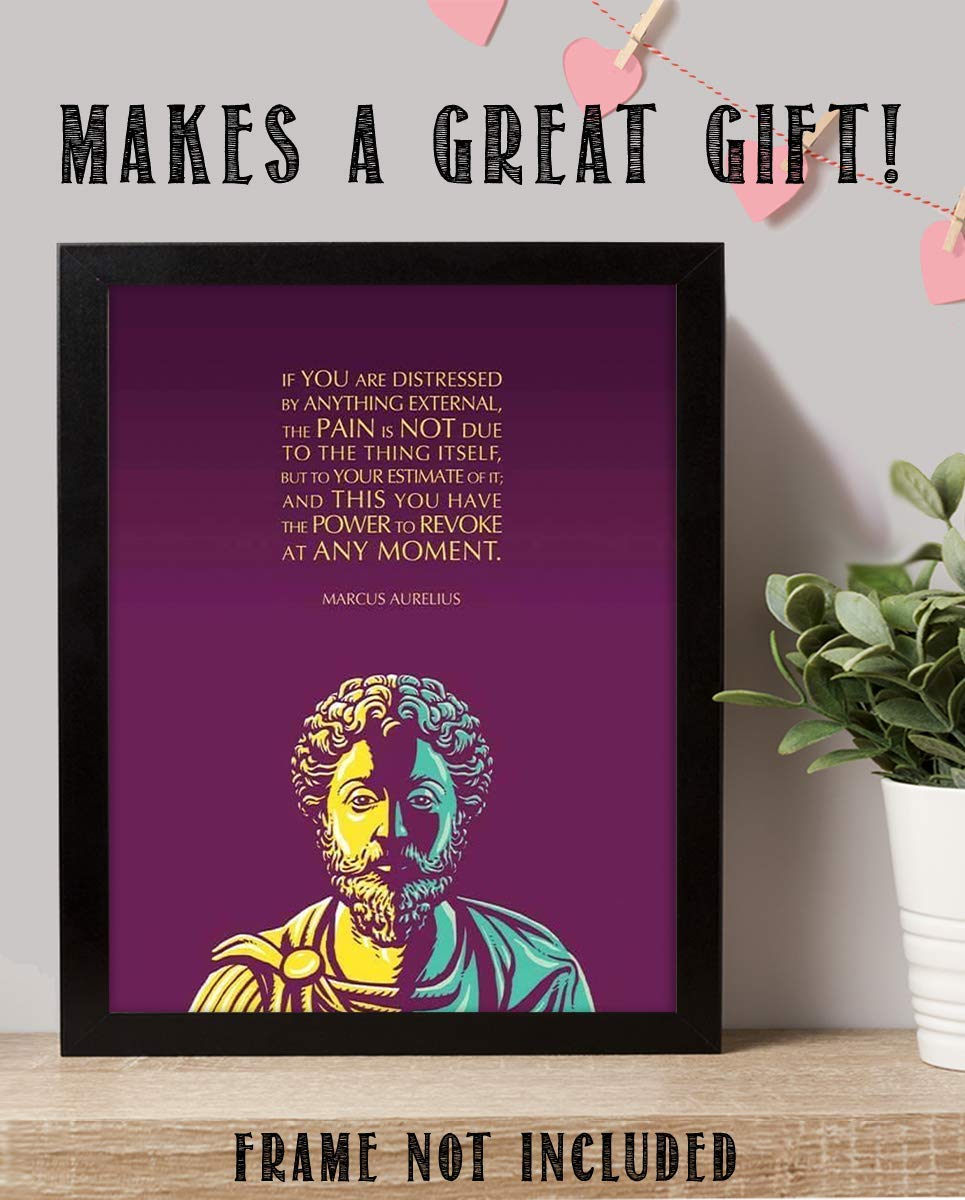 Marcus Aurelius Quotes Wall Art-"If You Are Distressed-You Have the Power to Revoke"-8 x 10 Art Wall Print-Ready to Frame. Old World Decor for Home-Office-Classroom. Inspirational Philosophical Quote.