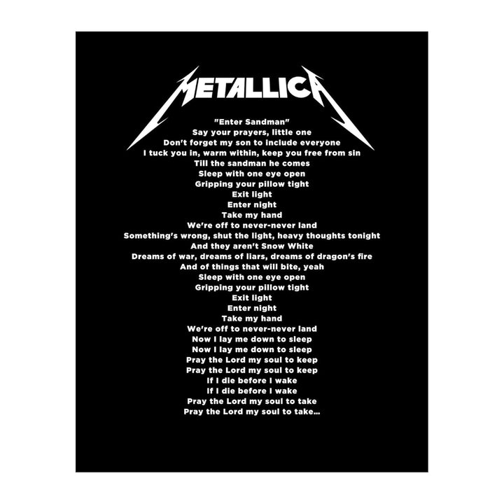 Classic Rock Song Lyrics Wall Art Print - Typographic Music Decor for Home, Office, Studio &amp; Bar Cave - Framed Wall Art for Music Fans &amp; Enthusiasts