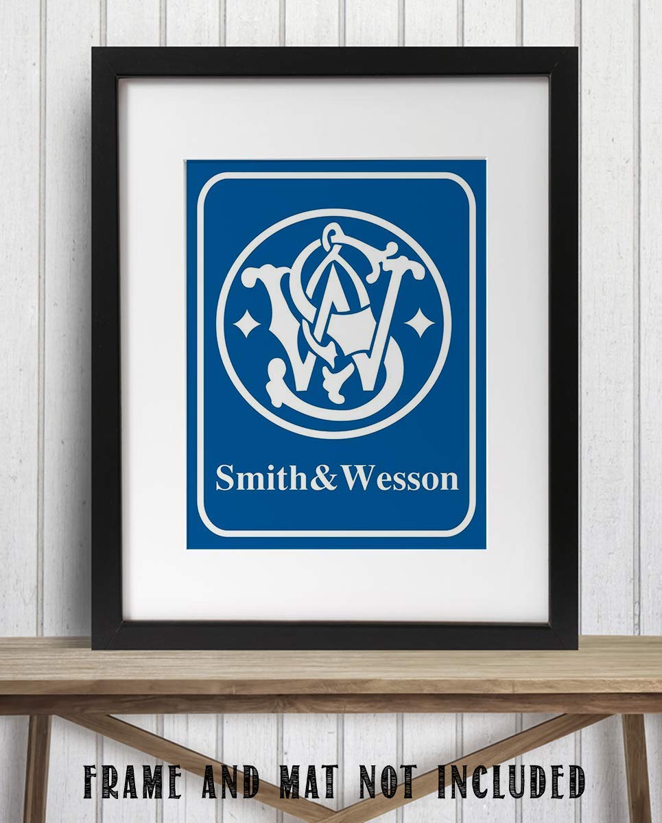 Smith &amp; Wesson- Logo Poster Print - 8 x 10"- Modern Gun Sign Replica Print-Ready to Frame. Perfect Home-Office-Lodge-Camp D?cor. Great Decor Addition For S &amp; W Gun Fans.
