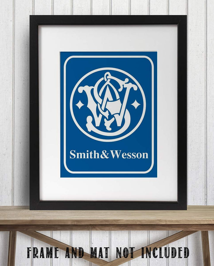 Smith &amp; Wesson- Logo Poster Print - 8 x 10"- Modern Gun Sign Replica Print-Ready to Frame. Perfect Home-Office-Lodge-Camp D?cor. Great Decor Addition For S &amp; W Gun Fans.