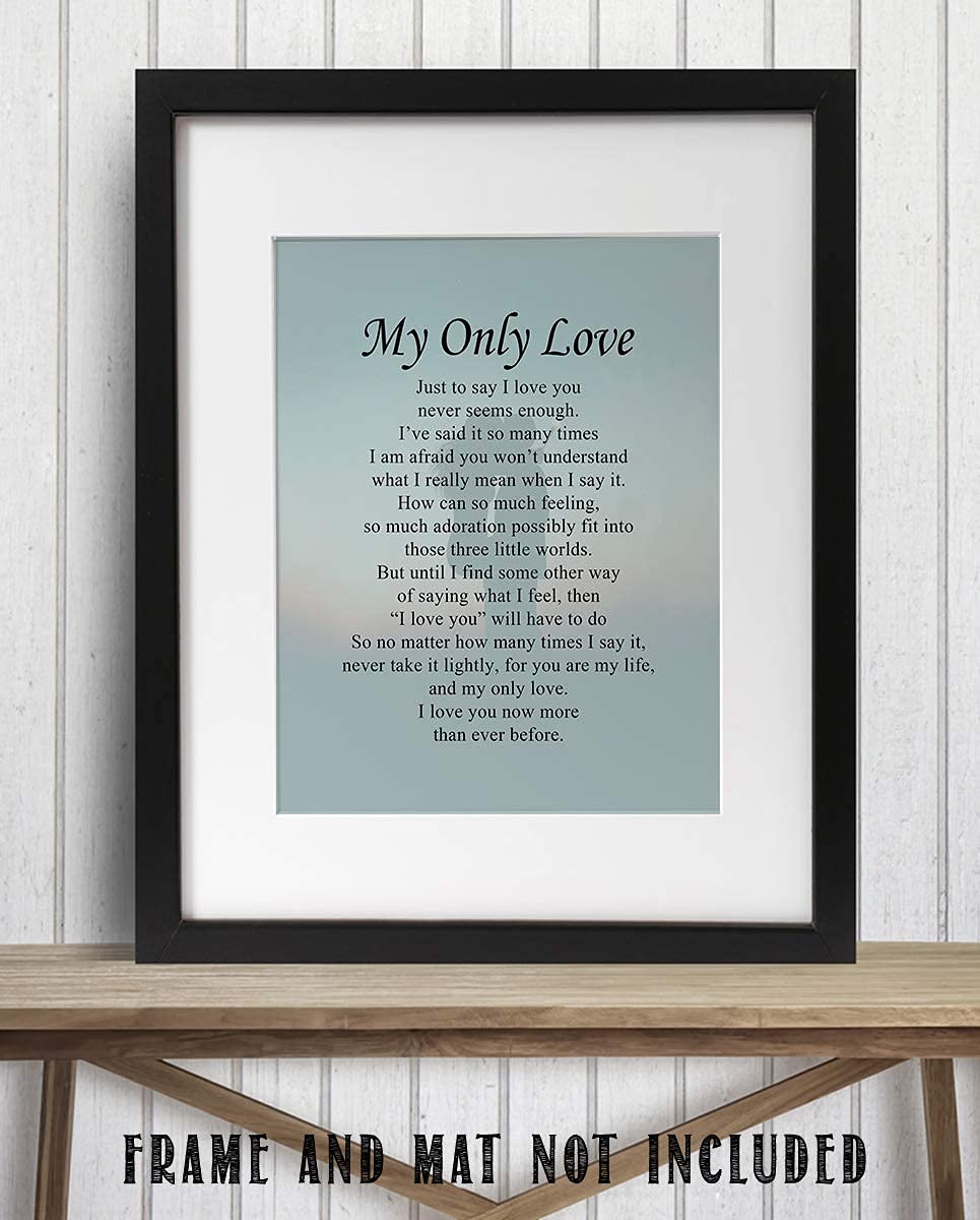 My Only Love- Romantic Love Letter- Wall Art Print-8 x 10" Wall Decor-Ready to Frame. Modern Design-Couple Silhouette Print. Home-Bedroom-Romantic Decor. Great Lasting Gift To Tell Them How You Feel