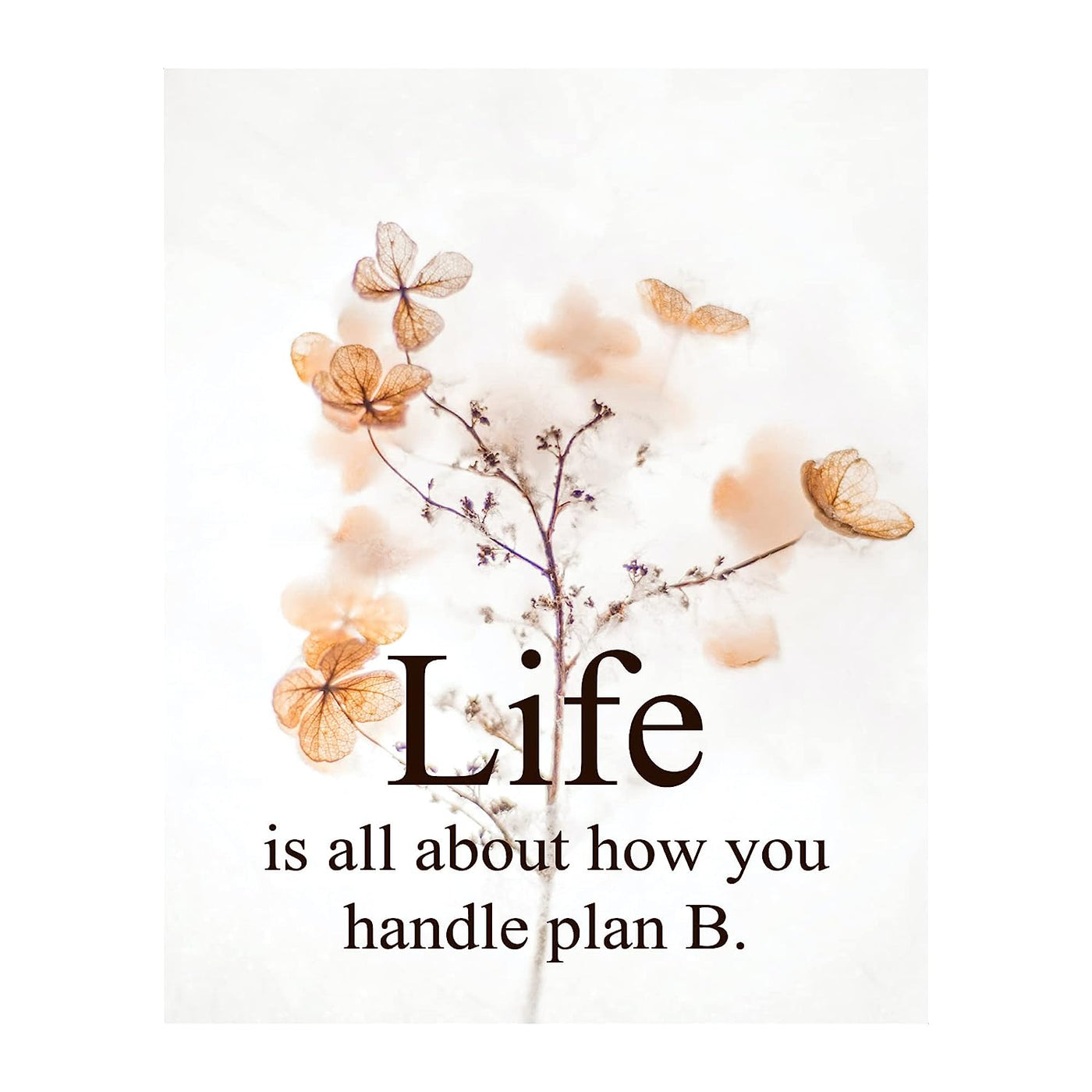 Life All About How You Handle Plan B-Inspirational Quotes Wall Art-8x10" Floral Typographic Photo Print-Ready to Frame. Motivational Home-Office-Studio-Dorm Decor. Great Gift of Inspiration!