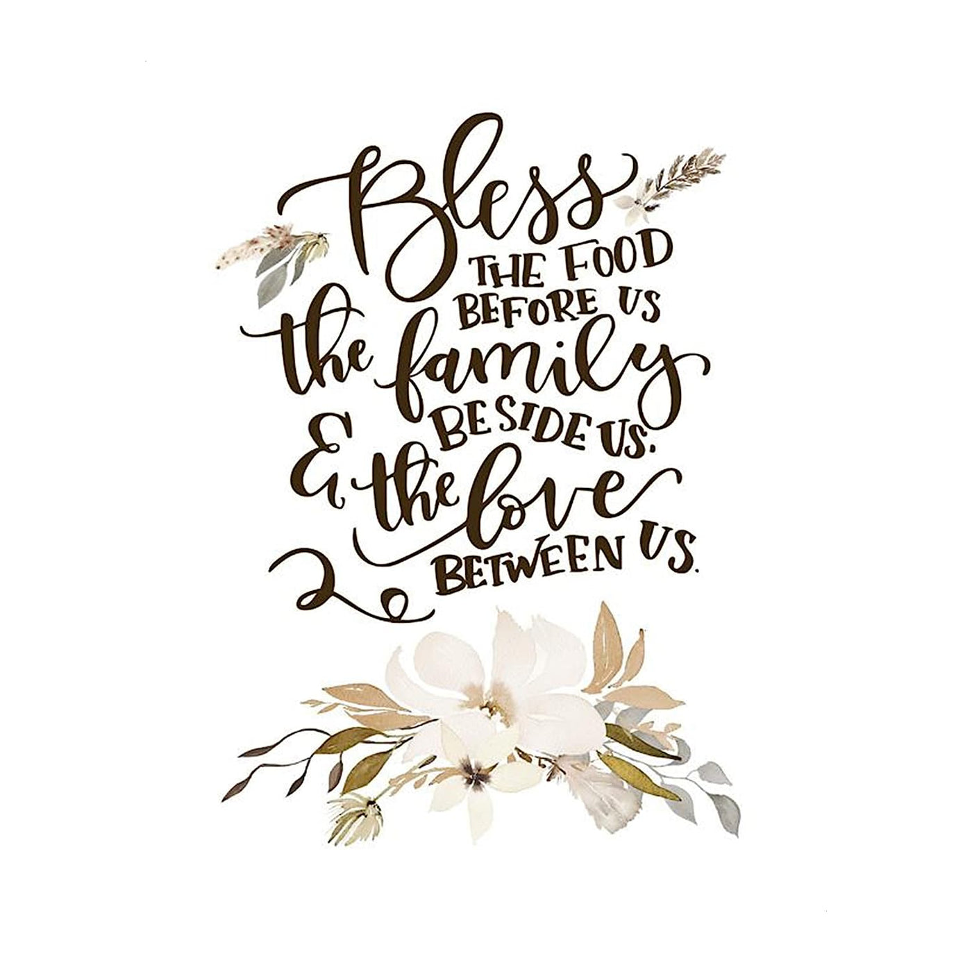 Bless This Food, Family-Love Us- Meal Prayer w/Floral Wall Art Print-8 x 10"- Ready to Frame. Modern, Elegant Home D?cor-Kitchen-Dining D?cor- Christian Gifts & Decor- Perfect Housewarming Gift.