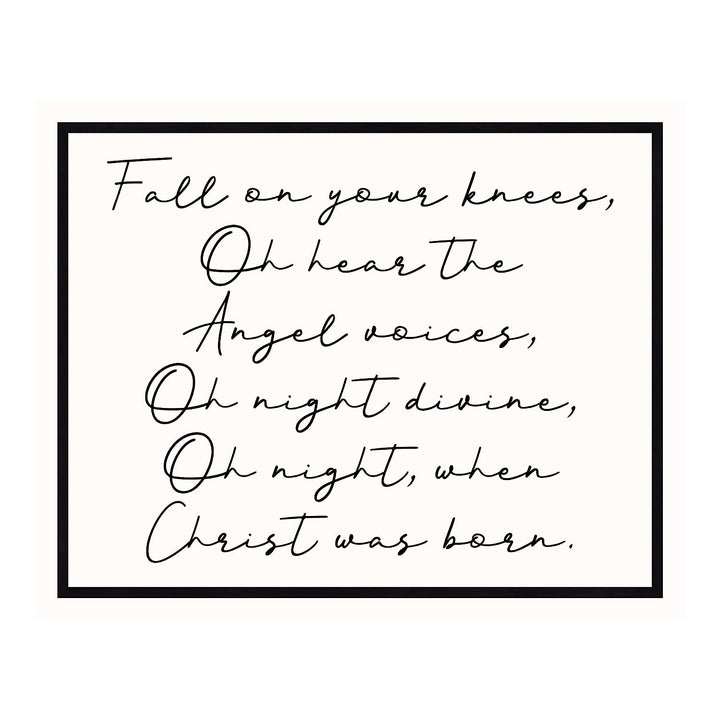 Oh Night, When Christ Was Born Christmas Song Art Decor -14 x 11" Christian Holiday Wall Print -Ready to Frame. Typographic Home-Welcome-Kitchen-Farmhouse Decor. Festive Sign &amp; Merry Gift of Faith!