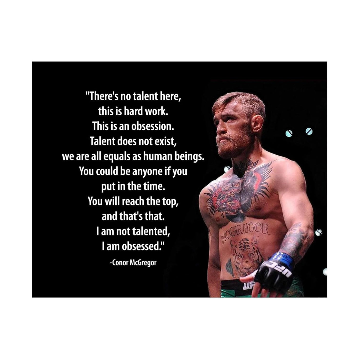 Obsession Defined – MMA Wall Art Print with Conor McGregor Inspirational Quote Poster, Motivational Decor for Gym, School and Living Room