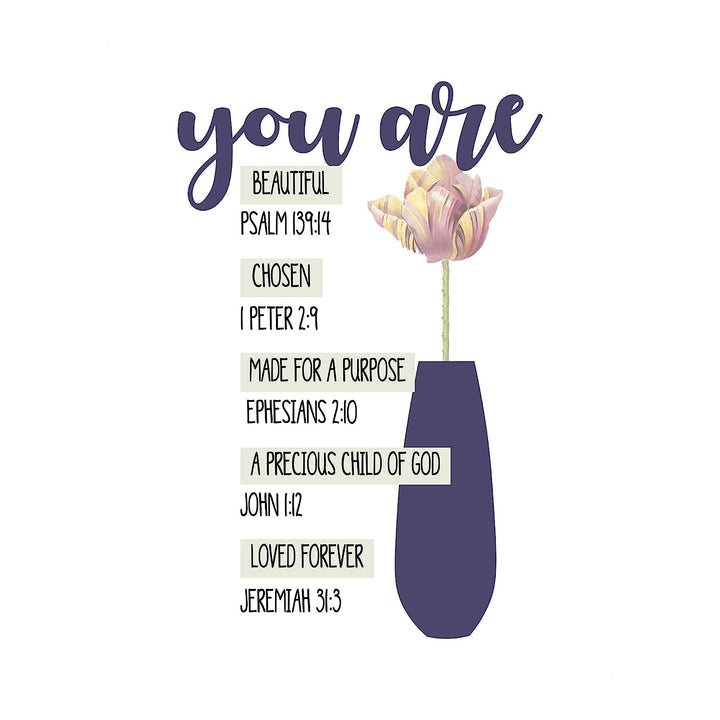 You ARE Beautiful-Chosen-Loved Bible Verse Collection-Wall Art-8x10"-Scripture Wall Print-Ready to Frame. Modern Art Floral Design. Home Decor-Office D?cor-Christian Gifts. Remind Her She&
