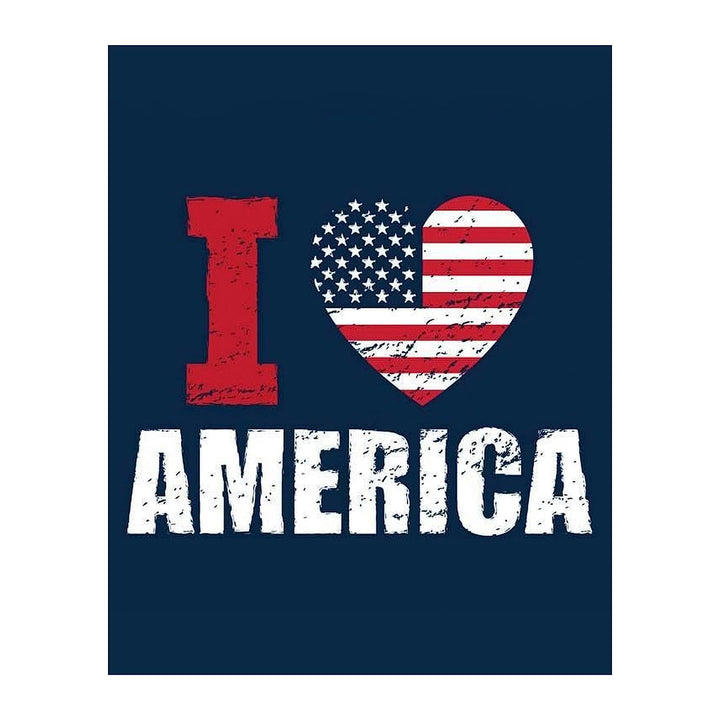 I Love America- 8 x10" Poster Print. Patriotic Wall Art Sign-Ready To Frame. Modern Typographic Design. Distressed Flag Decor for Home-Office-Garage-Bar-Restaurant. Show Your Love of the USA!