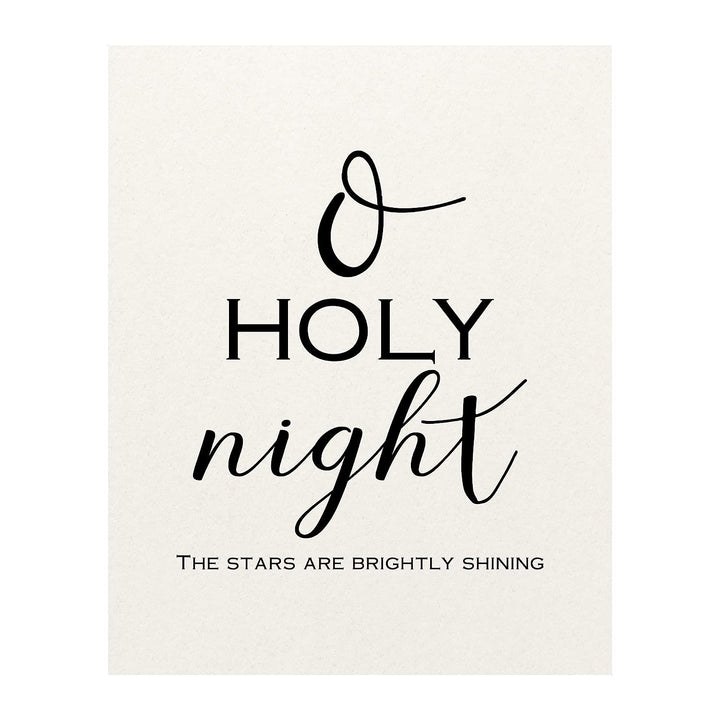 O Holy Night-The Stars Are Brightly Shining Christmas Song Art Decor -11 x 14" Christian Holiday Wall Print -Ready to Frame. Typographic Home-Welcome-Kitchen-Farmhouse Decor. Merry Gift of Faith!