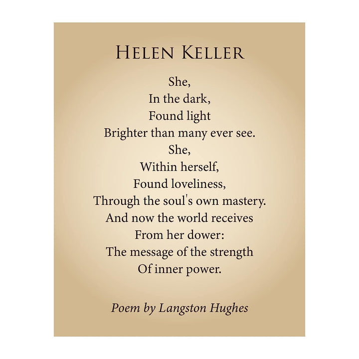Hellen Keller-Langston Hughes Poetic Wall Art Print-8 x 10" Inspirational Poem Print-Ready to Frame. Modern Typographic Design. Poetry Decor for Home-Office-Study-Library. Great Literary Gift!