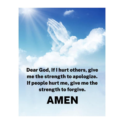 Give Me the Strength to Apologize-Forgive-Christian Prayer Wall Art -8 x 10" Typographic Poster Print-Ready to Frame. Inspirational Home-Office-Church Decor. Great Gift of Faith and Forgiveness!