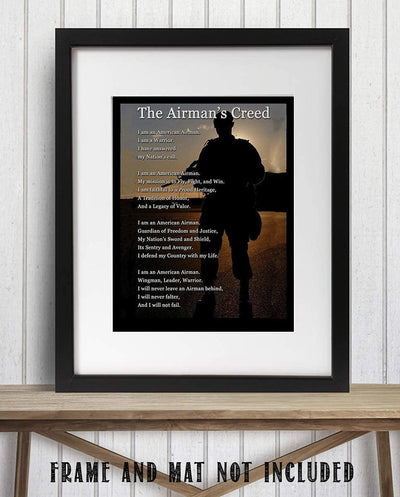 The Airman's Creed - US Air Force Military Wall Art, Wingman Military Wall Decor, Motivational Wall Art Print, Home Decor, Living Room Decor