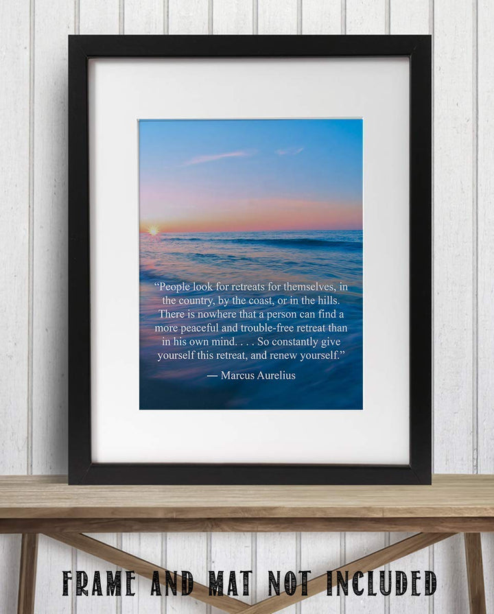 The Best Retreat-Marcus Aurelius Quotes Wall Art-8 x 10 Inspirational Wall Print-Ready to Frame. Modern Typographic Art for Home-Office-Classroom. Inspirational &amp; Philosophical Thought Sayings.