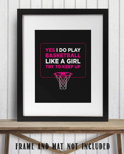 Girls' Basketball Motivational Quotes Wall Art – Smack Talk Typographic Print for Home, Bedroom, Locker Room and Gym Decor