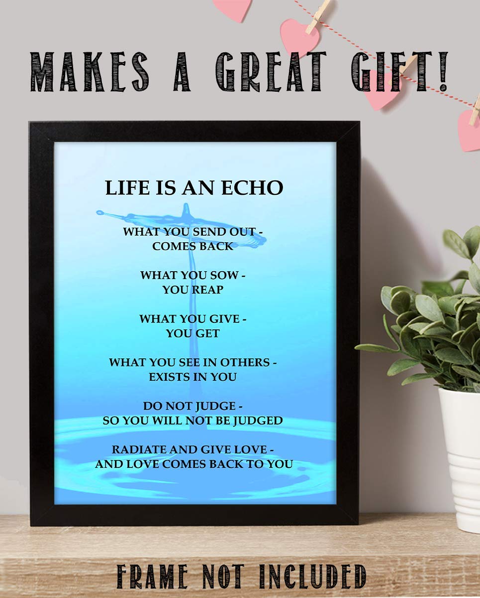 Life Is An Echo Quotes Wall Art Collection- Laws of Reciprocity- 8 x 10" Modern Art Wall Print-Ready to Frame. Inspirational Home-Studio-Office D?cor. Great Reminders on Karma. Makes a Perfect Gift!