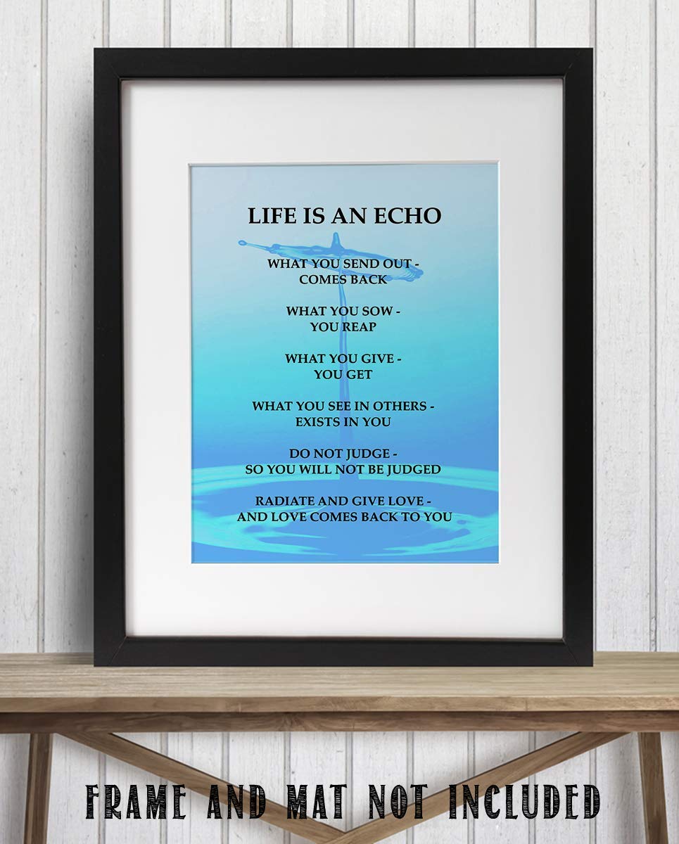 Life Is An Echo Quotes Wall Art Collection- Laws of Reciprocity- 8 x 10" Modern Art Wall Print-Ready to Frame. Inspirational Home-Studio-Office D?cor. Great Reminders on Karma. Makes a Perfect Gift!