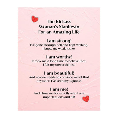 Kickass Woman's Manifesto for an Amazing Life -Inspirational Quotes Wall Art-8 x 10"-Fierce Motivational Wall Print-Ready to Frame. Great Home-Office-Studio-Dorm Decor. Perfect Gift of Motivation!