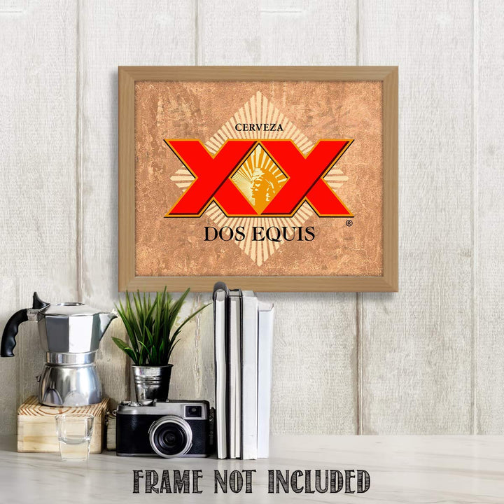 Dos Equis XX Beer- Logo Poster Print- 10 x 8" Wall Decor Print-Ready To Frame. Mexican Cerveza Sign Replica Print. Perfect Decor for Man Cave-Bar-Game Room-Garage-Dorm. Great Gift Idea!