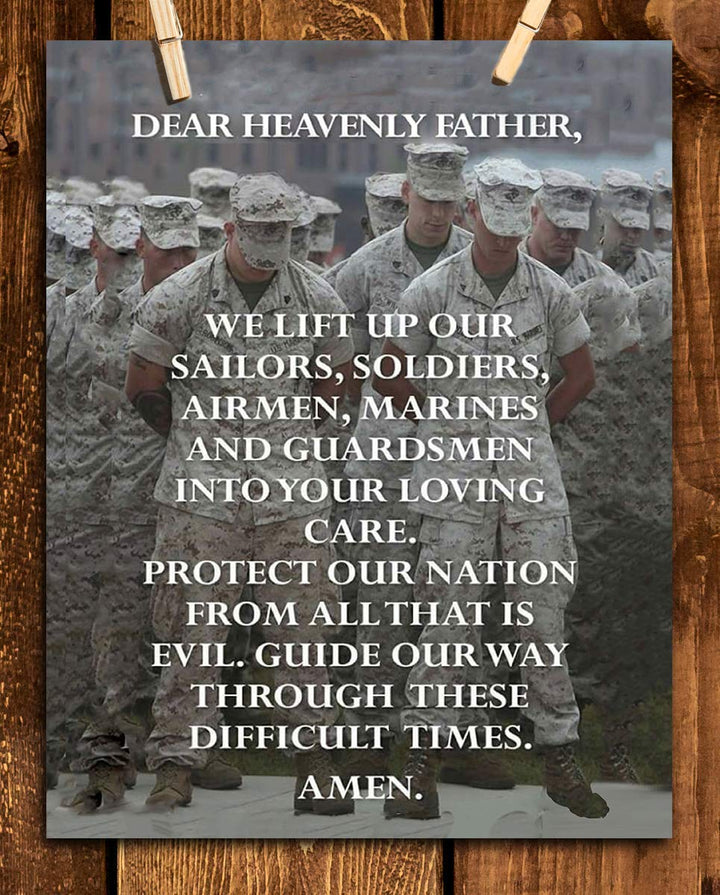 All Military Prayer- Wall Art Print- 8 x 10"-Ready to Frame. Father Protect Our Nations&