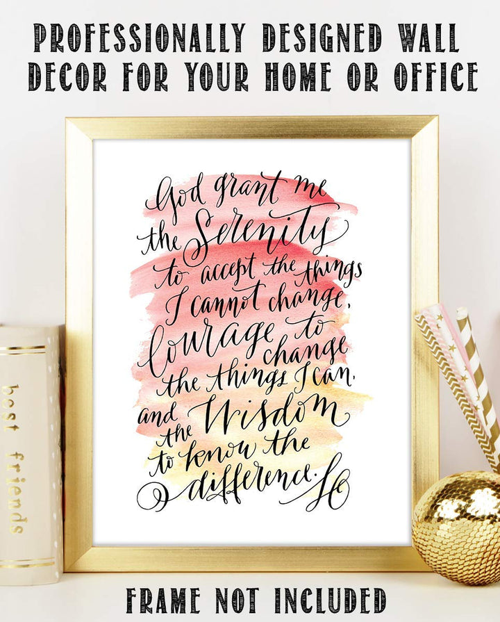 SERENITY PRAYER Script- 8 x 10"- Art Poster Print- Scripture Wall Art- Modern Art Typographic Design-Ready to Frame. Home- Church-Office D?cor-Christian Gifts. Inspiring &amp; Encouraging Verse for All.
