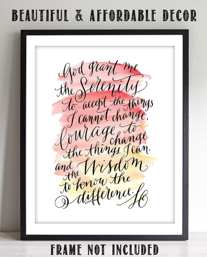 SERENITY PRAYER Script- 8 x 10"- Art Poster Print- Scripture Wall Art- Modern Art Typographic Design-Ready to Frame. Home- Church-Office D?cor-Christian Gifts. Inspiring &amp; Encouraging Verse for All.