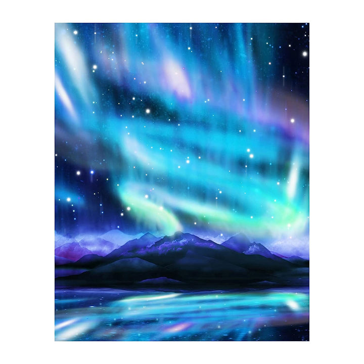 Northern Lights &amp; Stars Wall Art- Mountain View with Stars &amp; Aurora Borealis- 8 x 10" Wall Art Prints- Ready to Frame. Home D?cor, Office Decor &amp; Kids Bedroom Wall Decor. Beautiful Natural Art Print.