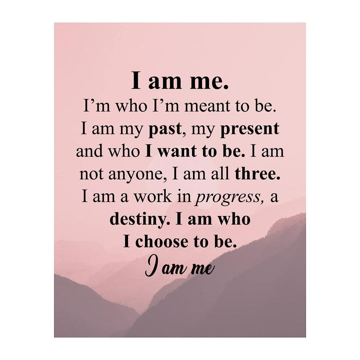 I Am Me-Who I Choose To Be Inspirational Poem Wall Art -10 x 8" Modern Typographic Poster Print-Ready to Frame. Poetic Home-Office-School-Dorm Decor. Perfect Sign for Motivation &amp; Inspiration!
