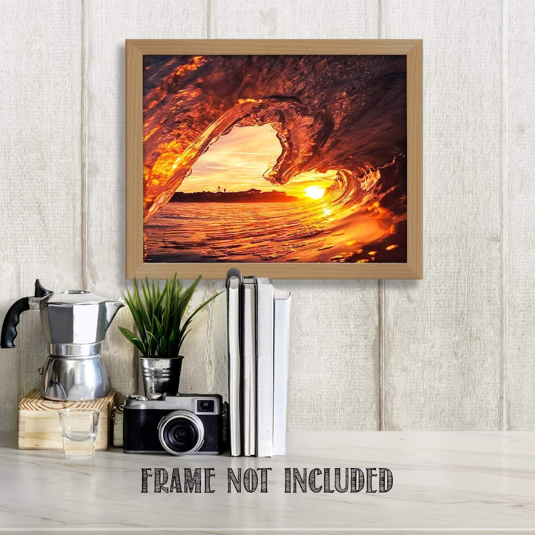 Heart Shaped Wave Sunset- Inside the Heart of the Ocean - 8 x 10 - Art Image Print Ready to Frame. Modern Home D?cor, Office D?cor &amp; Wall Prints for Beach &amp; Ocean Lover Themes. Makes a Perfect Gift!
