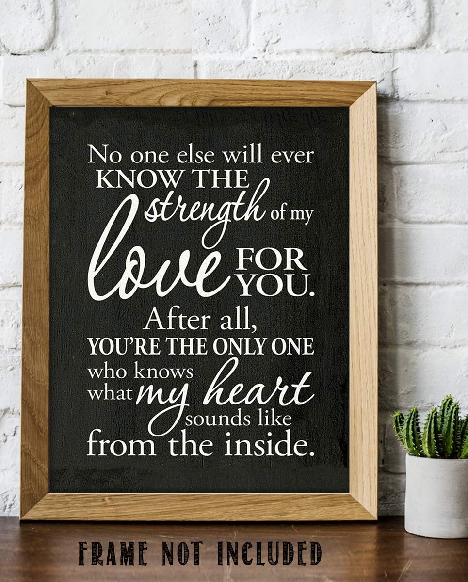 You Know What my Heart Sounds Like Inside-Love Letter-8 x 10"-Wall Art Print. Modern Typography Wall Decor-Ready to Frame. Home-Studio-Bedroom Decor. Lifetime Gift To Show the Strength of Your Love.