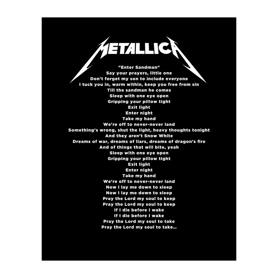 Classic Rock Song Lyrics Wall Art Print - Typographic Music Decor for Home, Office, Studio &amp; Bar Cave - Framed Wall Art for Music Fans &amp; Enthusiasts