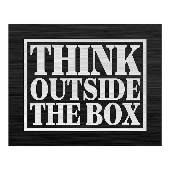Think Outside the Box Motivational Quotes Wall Art-10 x 8" Modern Typographic Print-Ready to Frame. Inspirational Home-Office-School-Dorm-Gym Decor. Perfect Desk-Cubicle Sign! Great for Motivation!