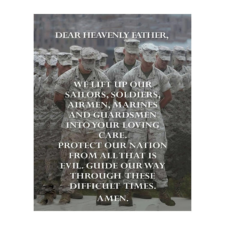 All Military Prayer- Wall Art Print- 8 x 10"-Ready to Frame. Father Protect Our Nations&