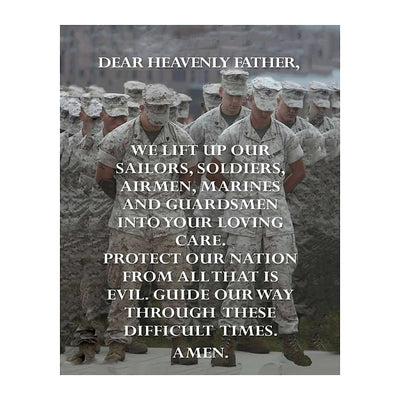 All Military Prayer- Wall Art Print- 8 x 10"-Ready to Frame. Father Protect Our Nations's Soldiers-Sailors-Airmen-Marines. Home-Office-Military D?cor. Encouraging Prayer for All Military & Family.