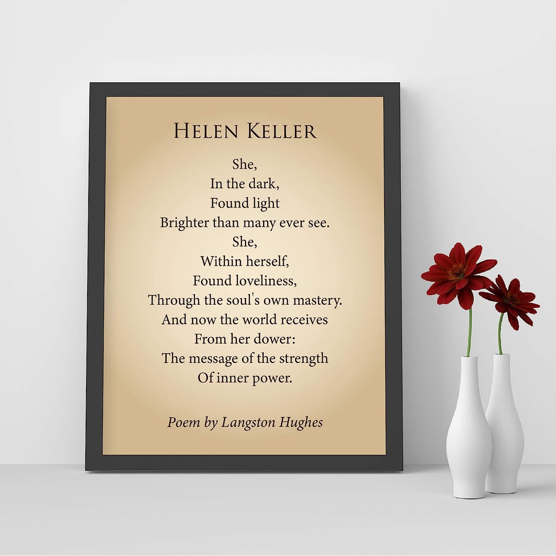Hellen Keller-Langston Hughes Poetic Wall Art Print-8 x 10" Inspirational Poem Print-Ready to Frame. Modern Typographic Design. Poetry Decor for Home-Office-Study-Library. Great Literary Gift!