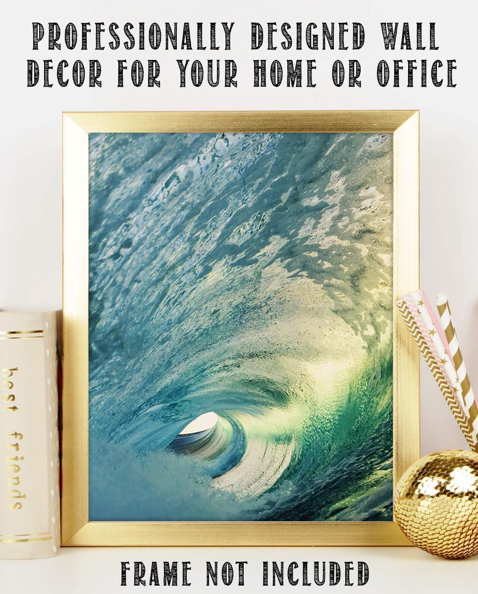 Inside the Pipeline - Funnel Wave - 8 x 10 Wall Art Print Ready to Frame. Modern Home D?cor, Office D?cor &amp; Wall Prints for Beach and Ocean Theme Wall Decor. Makes a Perfect Gift for Beach Lovers!