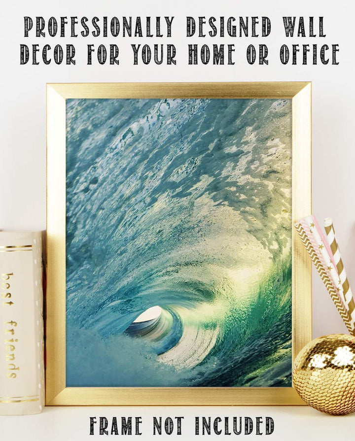 Inside the Pipeline - Funnel Wave - 8 x 10 Wall Art Print Ready to Frame. Modern Home D?cor, Office D?cor &amp; Wall Prints for Beach and Ocean Theme Wall Decor. Makes a Perfect Gift for Beach Lovers!