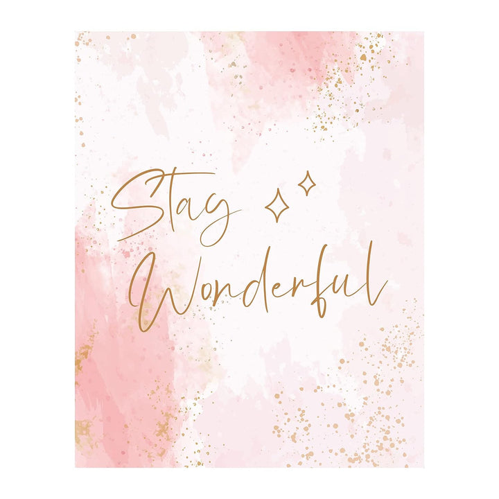 Stay Wonderful Inspirational Quotes Wall Decor -8 x 10" Motivational Women, Teens, &amp; Girls Gold Stars Print -Ready to Frame. Perfect Home-Bedroom-Office-Studio-Salon Decor. Great Daily Reminder!