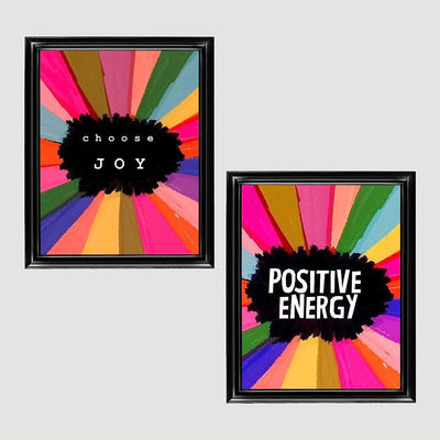 Choose Joy-Positive Energy Retro 70's Poster Print Set (2)- 8 x 10"-Inspirational Wall Print Sign- Ready to Frame. Retro Motivational Wall Art. Home-Office D?cor. Great for Students-Classroom-Dorm.