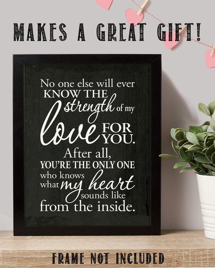 You Know What my Heart Sounds Like Inside-Love Letter-8 x 10"-Wall Art Print. Modern Typography Wall Decor-Ready to Frame. Home-Studio-Bedroom Decor. Lifetime Gift To Show the Strength of Your Love.