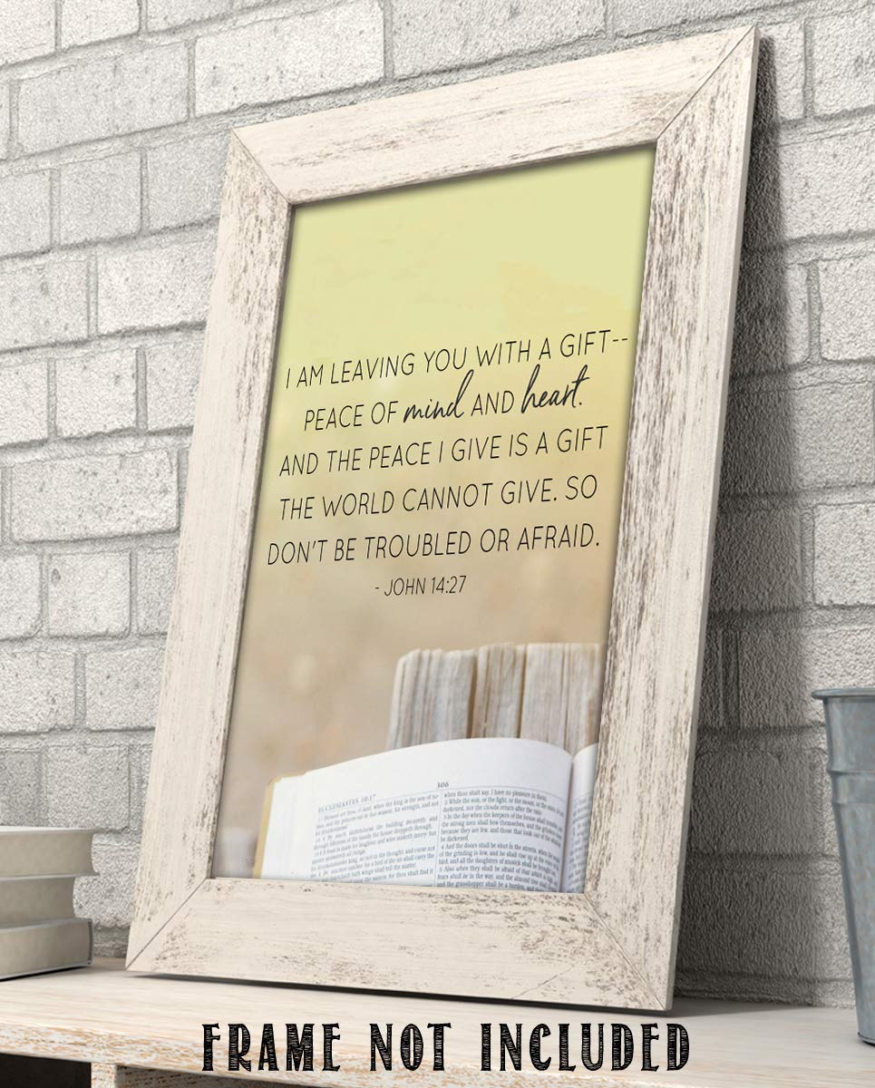 I AM Leaving You With Peace The World Cannot Give-John 14:27- Bible Verse Wall Art-8x10"-Scripture Wall Print-Ready to Frame. Typographic Photo Design. Home &amp; Office D?cor. Christian Gift of Spirit!