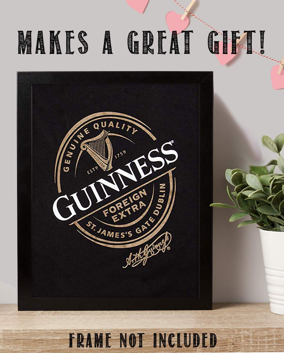 Guinness Beer-Signature Poster Print-"St. James Gate-Dublin, Ireland"- 8 x 10" Wall Decor Print- Ready To Frame- Modern Sign Replica Print. Pub Decor for Man Cave-Bar-Game Room-Garage-Dorm.
