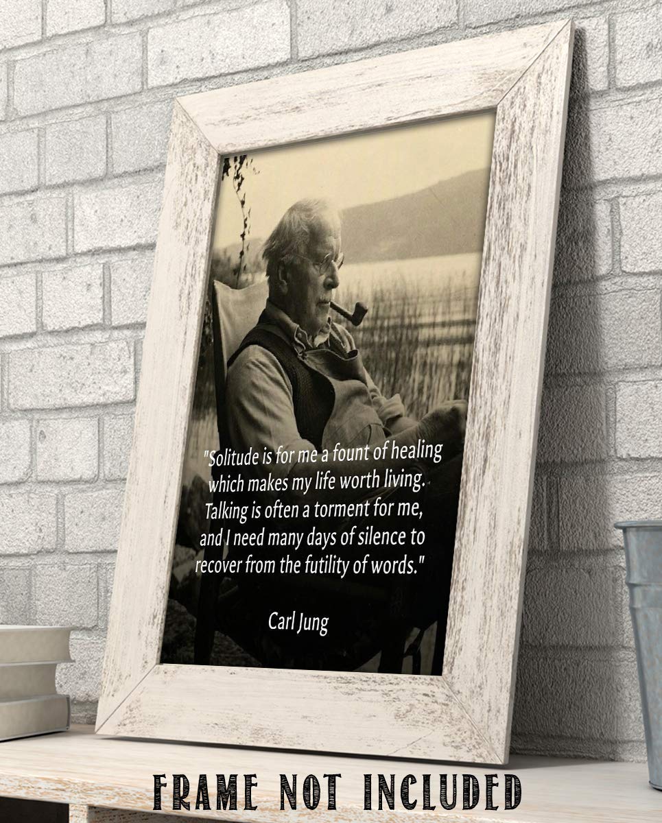 Carl Jung Quotes Wall Art-"Solitude is a Fount of Healing"- 8 x 10"-Typographic Portrait Print-Ready to Frame. Home-Class-Office D?cor. Philosophical &amp; Inspirational Poster Print for Students!