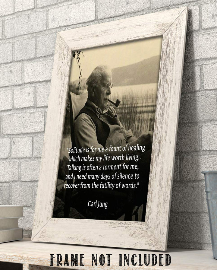 Carl Jung Quotes Wall Art-"Solitude is a Fount of Healing"- 8 x 10"-Typographic Portrait Print-Ready to Frame. Home-Class-Office D?cor. Philosophical &amp; Inspirational Poster Print for Students!